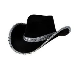Cowboyhat i Sort med pailletter