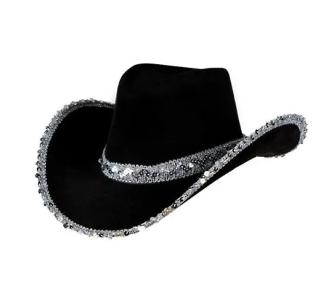 Cowboyhat i Sort med pailletter