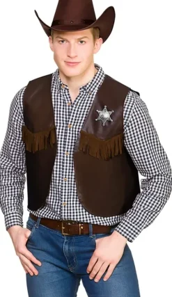 Cowboy vest i mørk brun