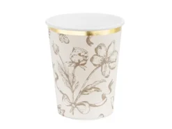 Cremefarvet kopper med Blomsterprint