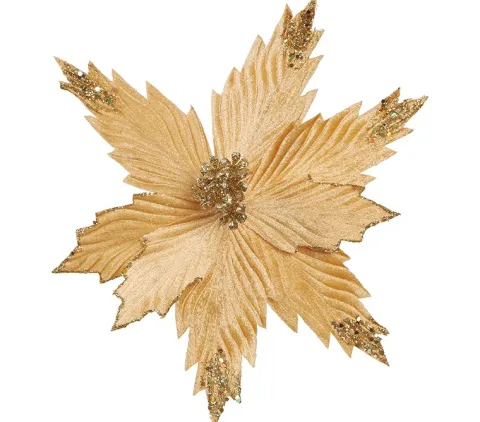 Deko blomst på pind GULD