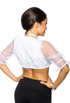 Dirndl Bluse i hvid med gennemsigtige ærmer