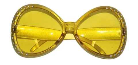 Disco brille i gul med sølvnot