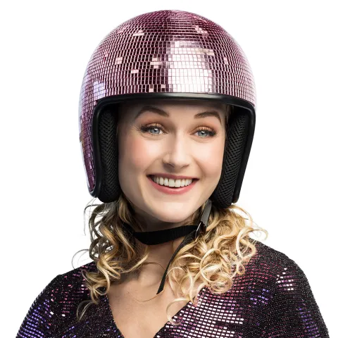 Discokugle hjelm pink