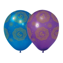 Eid Mubarak Balloner lilla/blå - 6stk