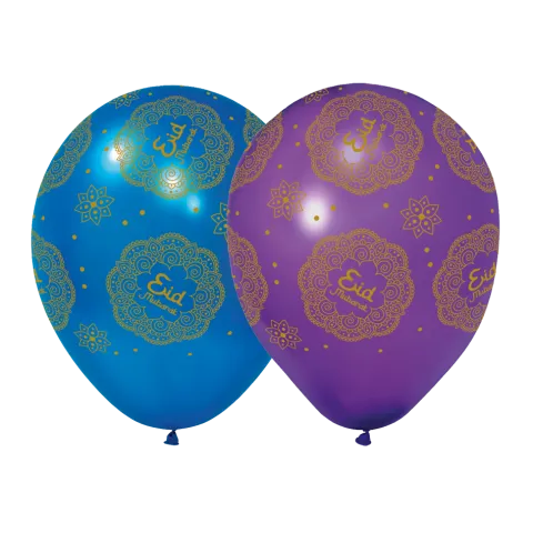 Eid Mubarak Balloner lilla/blå - 6stk