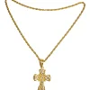 elegant Kors guld med klare sten
