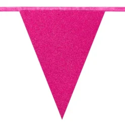 Flagbanner med 12 flag i Glitter-pink