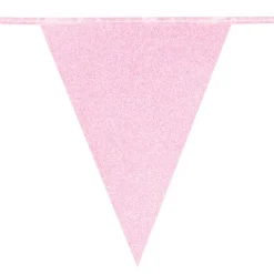 Flagbanner med 12 flag i glitter-lyserød