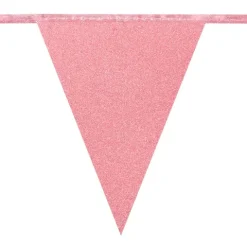 Flagbanner med 12 flag i glitter-mørk rosa