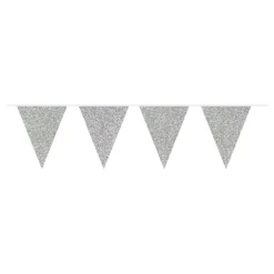 Flagbanner med 12 flag i Glitter-sølv