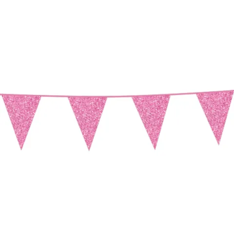 Flagbanner med lyserøde glitterflag