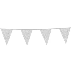 Flagbanner med sølv glitterflag 6m