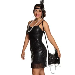 Flapper Taske med sorte pailletter