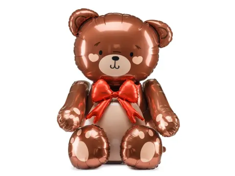 Folieballon Bamse med rød sløjfe XL