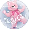 Folieballon dobbelt, bamse med " baby Girl "
