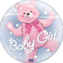 Folieballon dobbelt, bamse med " baby Girl "