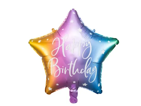 Folieballon Happy Birthday Regnbuefarvet