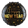 Folieballon "happy new year" sort/guld