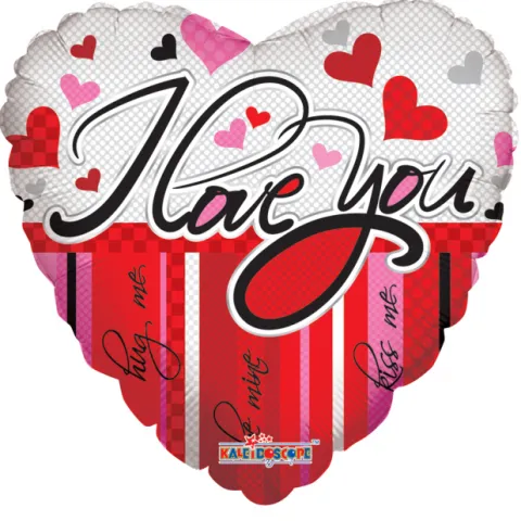 Folie ballon Hjerte rød-Hvid, I LOVE YOU