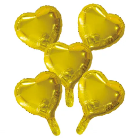 Folie ballon Hjerter GULD 5 stk