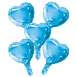 Folie ballon Hjerter LYSEBLÅ 5 stk