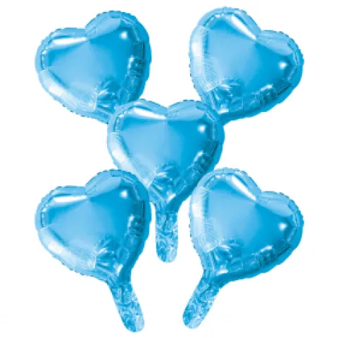 Folie ballon Hjerter LYSEBLÅ 5 stk