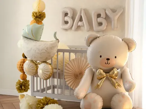 Folieballon Sæt Baby Cremefarvet