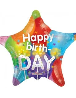Folie ballon Stjerne ø 46 cm Happy birthDAY
