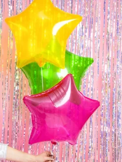 Folieballon stjerne Neon Gul plastfolie