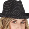 Gangster fedora sort med striber