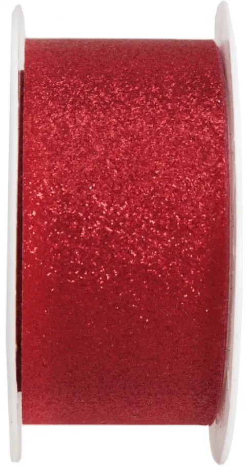 Gavebånd glitterrød 30mm