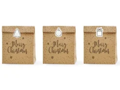 Gavepose i papir 3 stk - Merry Christmas