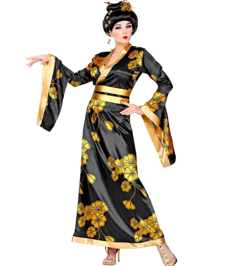 Geisha kostume i sort og guld