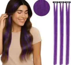 Glitter Hårextensions Lilla – 3 stk