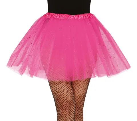 Glitter tyl skørt i Pink