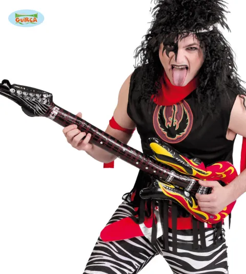 Guitar oppustelig med flammer, 102 cm