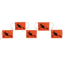 Halloween flagbanner i orange med heks