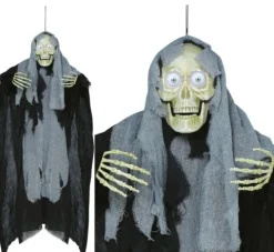 Halloween Goggle-eyed skelet pendel med lys og lyd - 120 cm