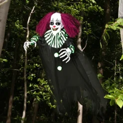 Halloween klovn i sort og grøn med lys og lyd
