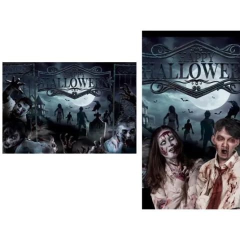 Halloween selfie baggrund - zombie - 220x150cm