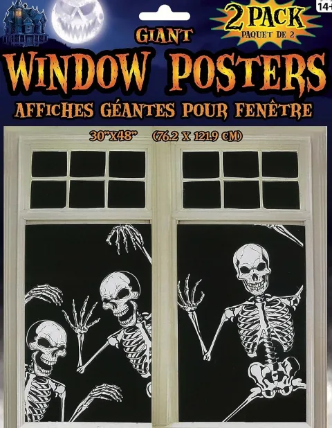 Halloween vindue posters med skeletter