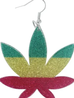 Hampblad øreringe i rastafarver