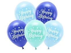 Happy Birthday balloner i blå nuancer