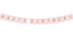 Happy Birthday banner i lyserød