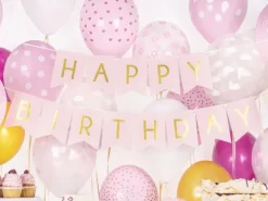 Happy Birthday banner i lyserød