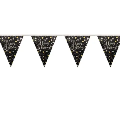 Happy Birthday banner sparkling gold