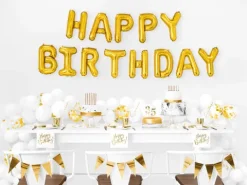 Happy Birthday Folieballon sæt GULD