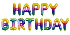 Happy Birthday Folieballon sæt Rainbow