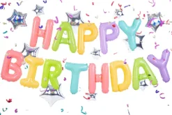 Happy Birthday Folieballon sæt i Pastel